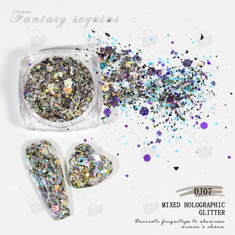 BOJUN DJ07 | Metallic Rainbow Effect Holographic Chunky Glitter